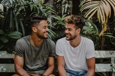 Due persone a un primo appuntamento serio, che si guardano negli occhi e discutono argomenti importanti.