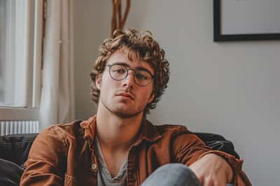 Un uomo con un'espressione abbattuta, seduto da solo con la testa tra le mani.