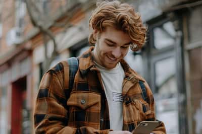 Una persona che tiene un telefono, esitando a inviare un messaggio di follow-up, mostrando moderazione.