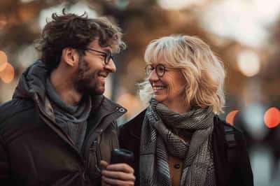 Un uomo si agita nervosamente con le mani mentre guarda una donna, soli insieme.
