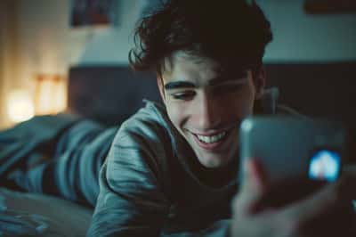 Zwei Personen schauen gemeinsam einen Film auf einem Bildschirm und teilen sich einen virtuellen Filmabend.