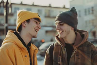 Eine Person, die traurig und eifersüchtig aussieht und ihren Ex mit einem neuen Partner aus der Ferne beobachtet.