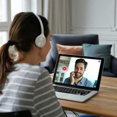 Ein Paar lacht und lächelt während eines Videoanrufs und genießt ein klassisches virtuelles Date.
